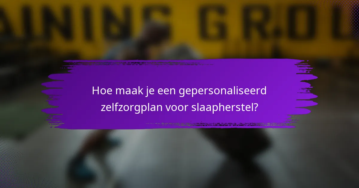 Hoe maak je een gepersonaliseerd zelfzorgplan voor slaapherstel?