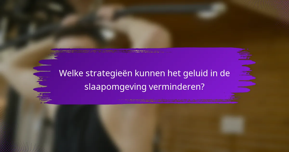 Welke strategieën kunnen het geluid in de slaapomgeving verminderen?