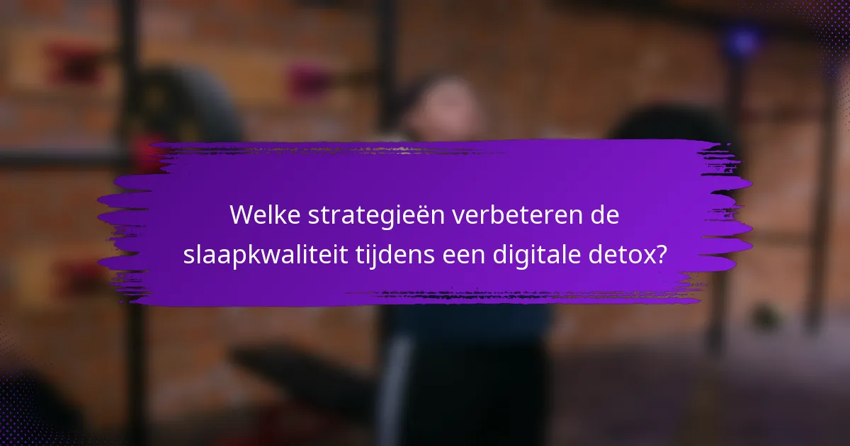 Welke strategieën verbeteren de slaapkwaliteit tijdens een digitale detox?